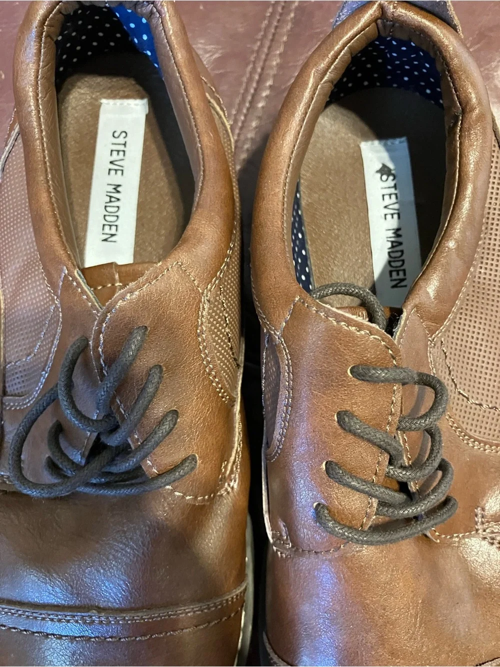 Steve Madden size 5 Brown Leather lace up shoes Kids Teens
